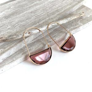 NEW~ Anthropologie Crescent Hoop Glass Earrings —Purple